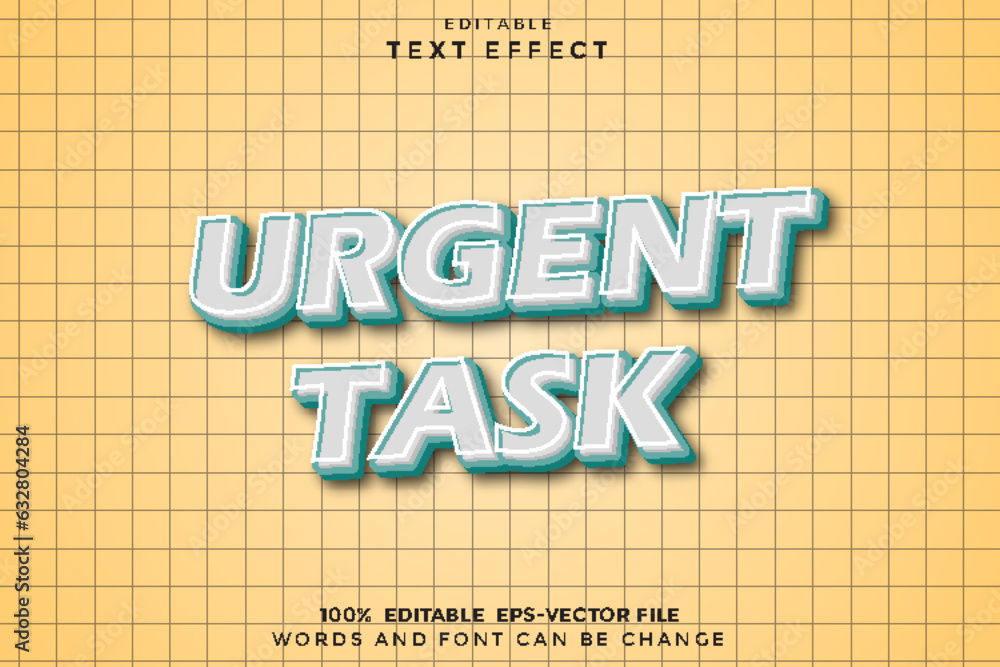 Urgent Task Editable Text Effect 3D Modern Style