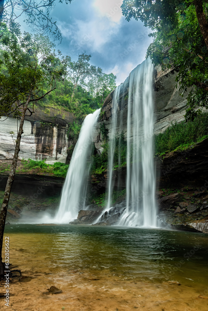 Fototapeta premium Huai Luang or Bak Teo Waterfall at Phu Chong Na Yoi National Park, Ubonratchathani Thailand.