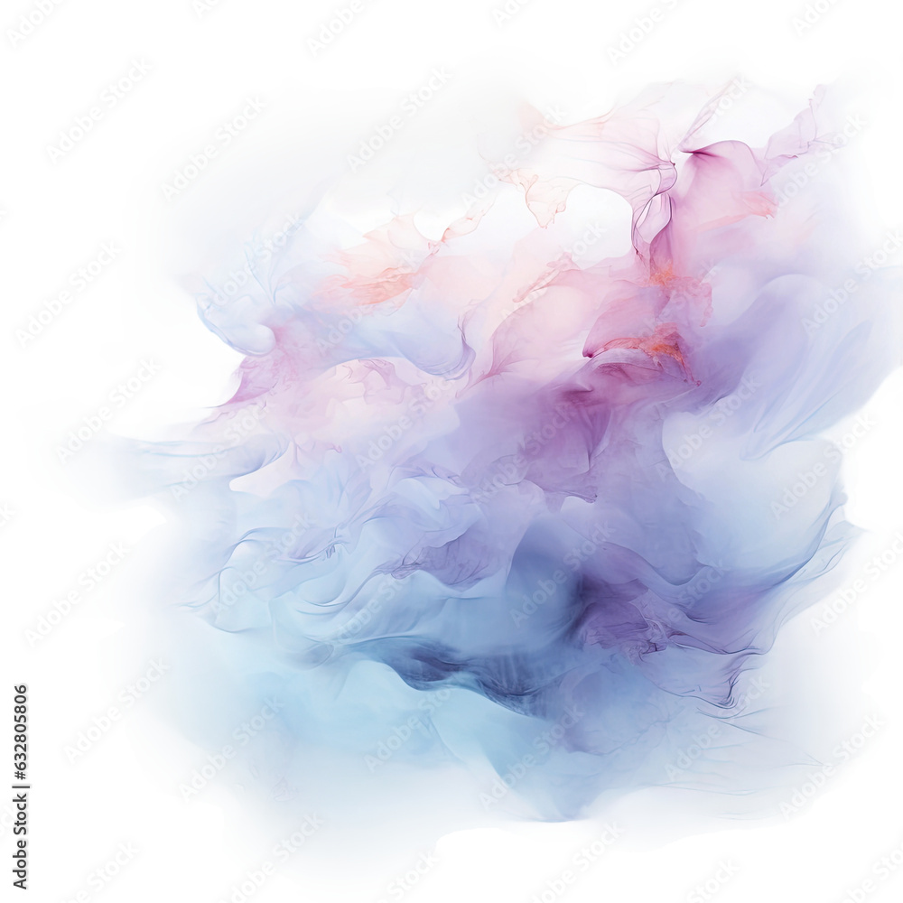 soft purple and pink twilight mist frozen in an abstract futuristic 3d texture isolated on a transparent background, generative ai