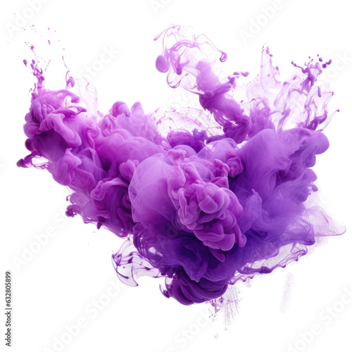 shimmering violet vapor cloud frozen in an abstract futuristic 3d texture isolated on a transparent background, generative ai
