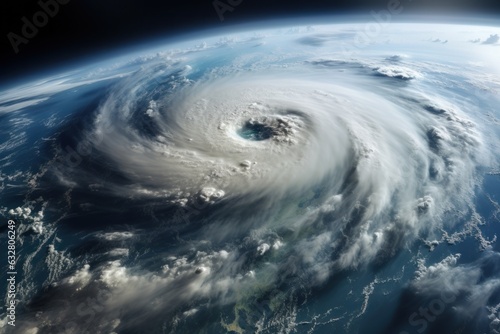 Hurricane Florence over Atlantics. Satellite view. Super typhoon over the ocean. The eye of the hurricane. The atmospheric cyclone generative ai