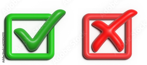 3D yes and no check mark