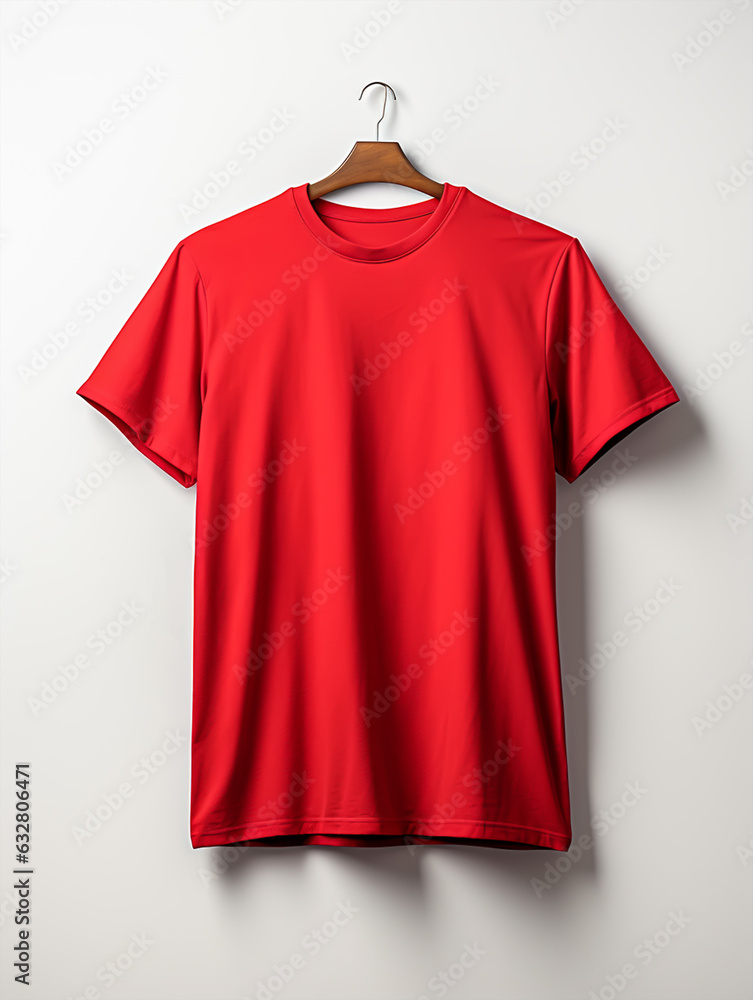 Red t-shirt hanger on a white background Red t-shirt hanger on a white background