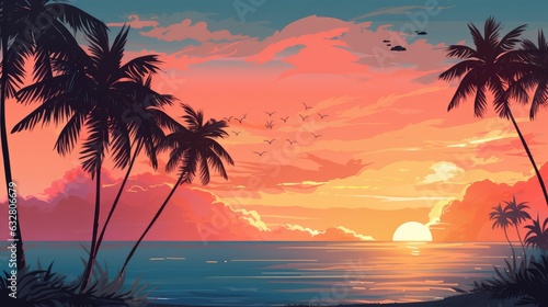 sunset on the beach © grocery store design