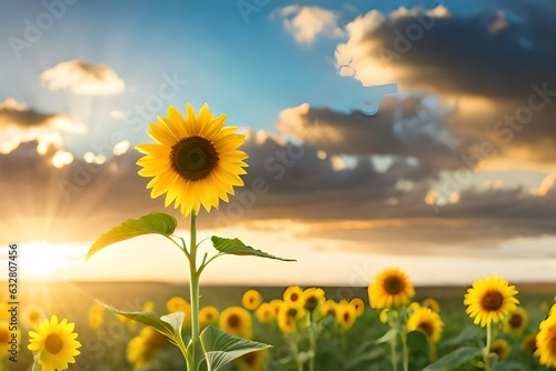 yellow sunflower on blurred sunny nature background generated by AI tool