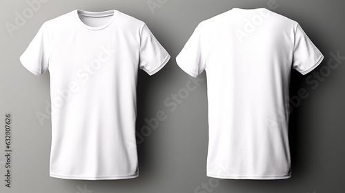 Blank white t-shirt mockup, front and back view