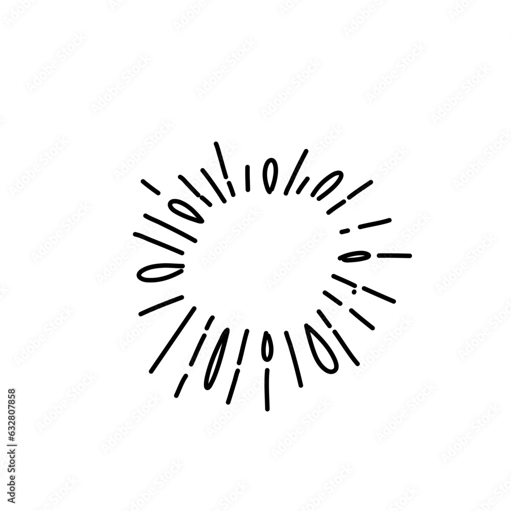 Hand drawn firework. Star burst. Sunburst doodle icon. Hand drawn explosion frame. Hand drawn firework. Star burst. Sunburst doodle icon. Hand drawn explosion frame.
