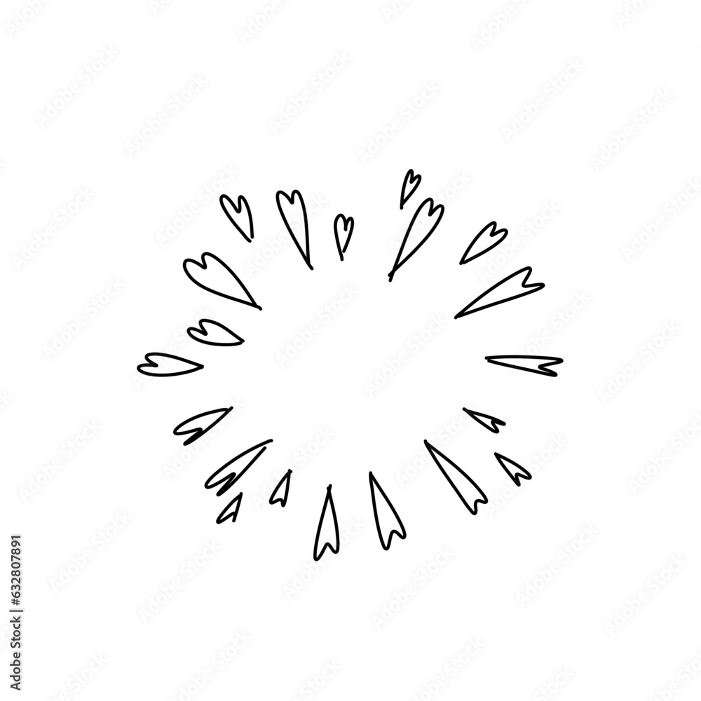Hand drawn firework. Star burst. Sunburst doodle icon. Hand drawn explosion frame. Hand drawn firework. Star burst. Sunburst doodle icon. Hand drawn explosion frame.