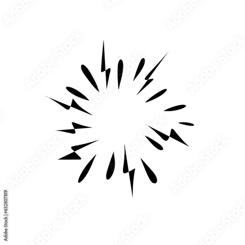 Hand drawn firework. Star burst. Sunburst doodle icon. Hand drawn explosion frame. 