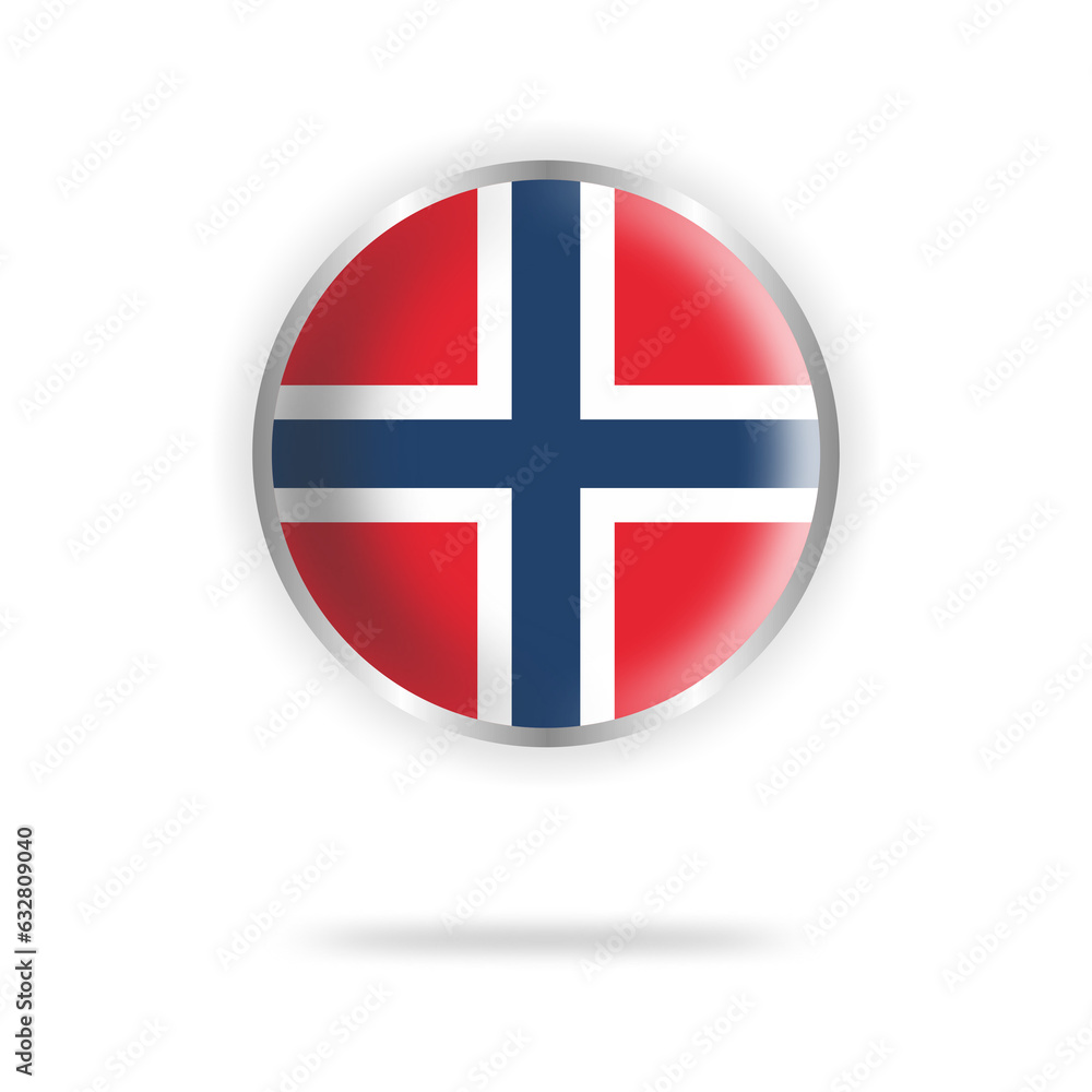 norway flag circle design with transparent background silver frame