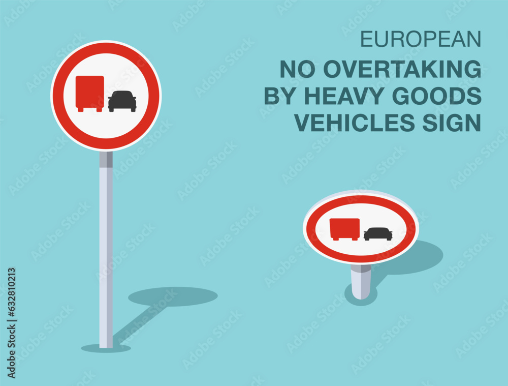 Traffic regulation rules. Isolated european no overtaking by heavy ...