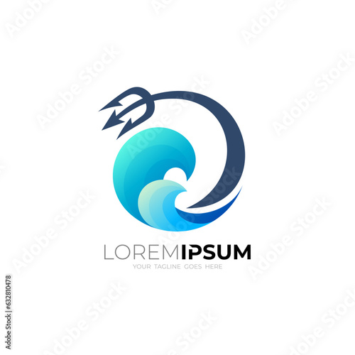Obraz na plátně God neptune logo with simple design, marine life logos