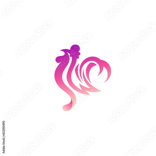 Chicken logo with red color, design template