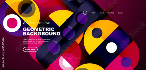 Simple circles and round elements pattern. Minimalist design geometric landing page. Creative concept for business, technology, science or print design