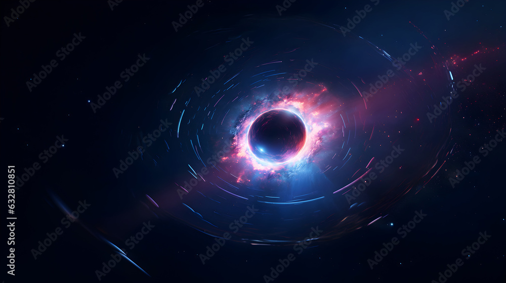 Abstract space with glowing nebula, galaxy in space. Black hole in space. Generative ai