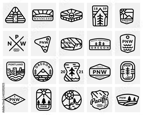 Set of outdoor badges