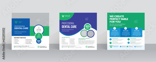 Dental care service social media post design and Healthcare web banner Social Media template