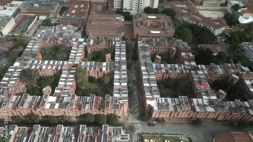 A   residential neighbourhood with blocks of high rise apartments  photo