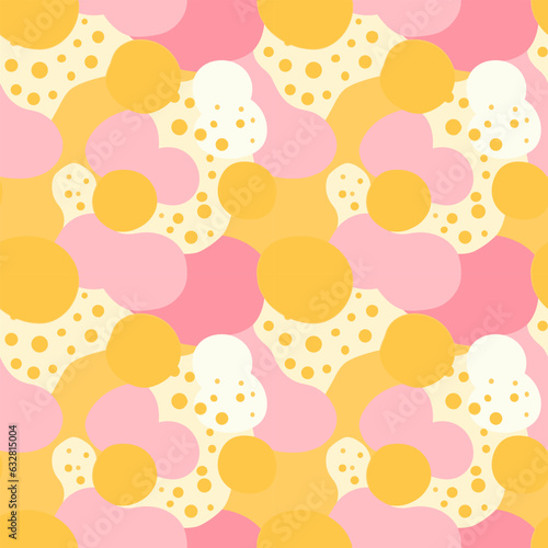 An abstract pattern with sweet geometry, combining shapes and colors in a delightful design. This playful and modern graphic is perfect for fashion, textiles, or any creative visual expression.