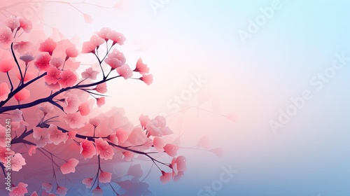 beautiful spring design with flowers and gradient minimalist color for background