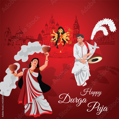 vector indian festival goddess durga puja holiday celebration banner background