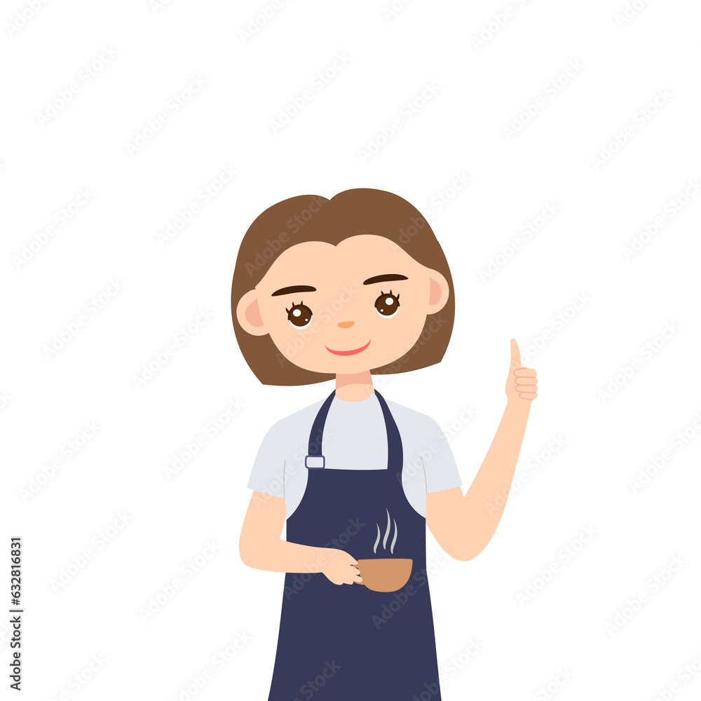 woman barista character serving a cup of coffee to customer