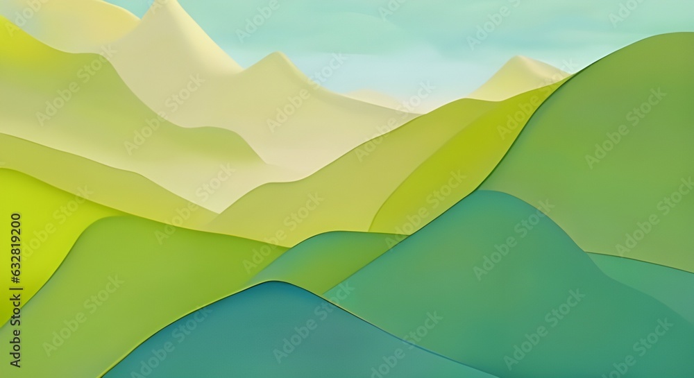 Obraz premium A green mountain with blue sky