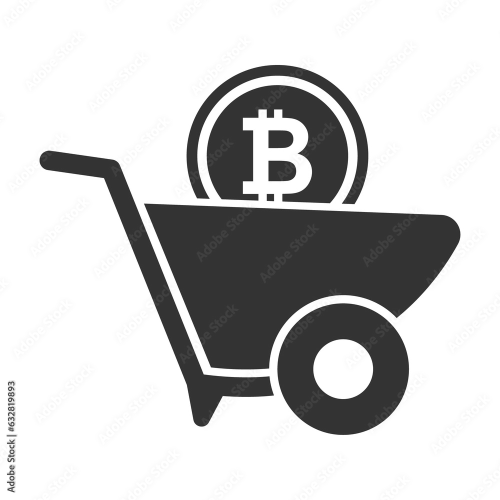 Vector illustration of bitcoin stroller icon in dark color and transparent background(png). Vector illustration of bitcoin stroller icon in dark color and transparent background(png).