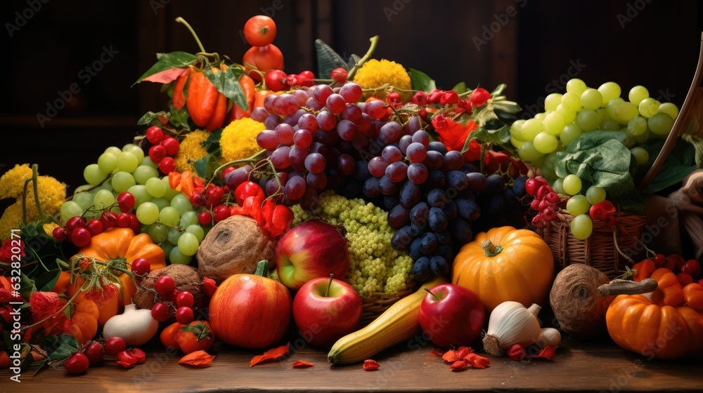 arranged vibrant fruits and vegetables arranged vibrant fruits and vegetables