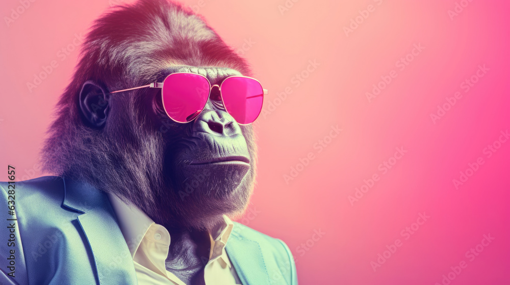 Portrait of Animal in fashion with pastel color background Stock Photo