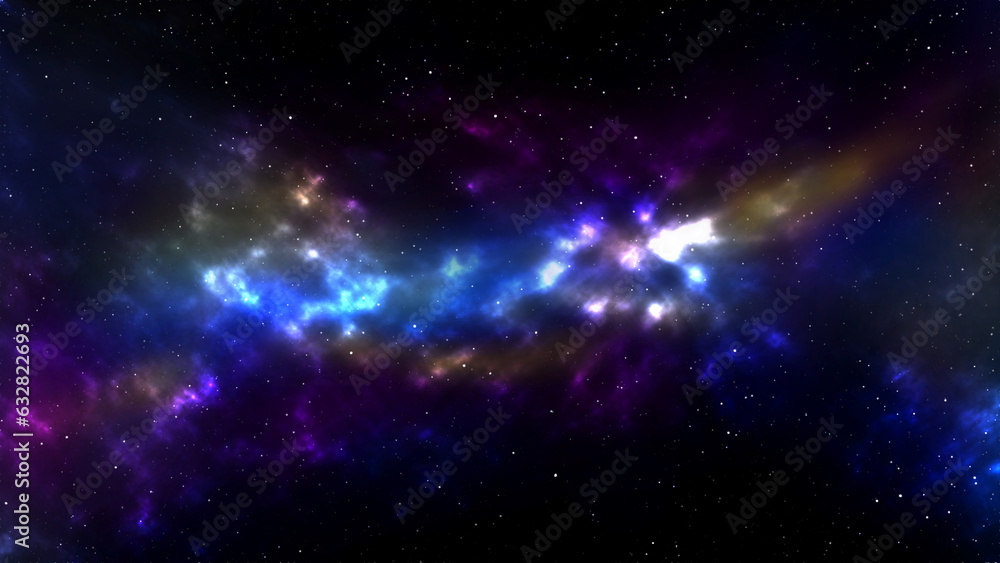 Starfield. Space abstract background with nebula and shining stars. The infinite universe and starry night. Colorful milky way with the cosmos particle and the stardust