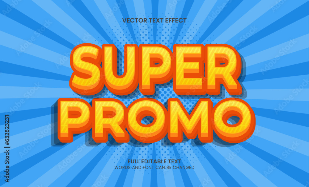 Super promo sale editable text effect, 3d text template vector Stock ...