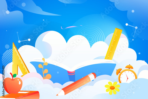 School season children learn to read and educate classmates back to school vector illustration