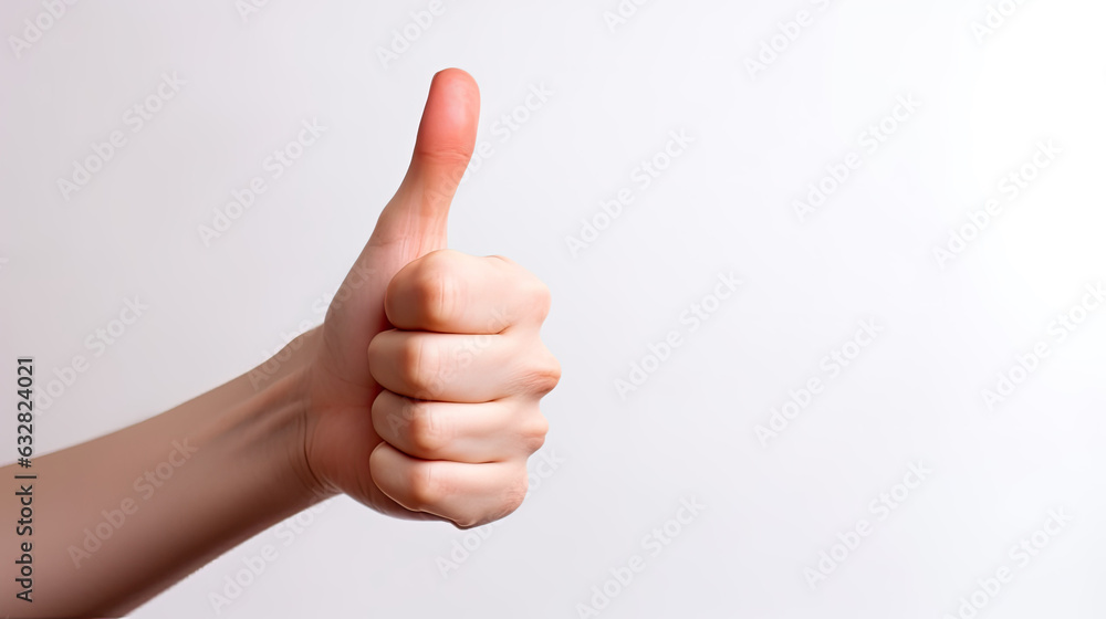 Gesture thumb up of human hand photo isolate on white background Gesture thumb up of human hand photo isolate on white background