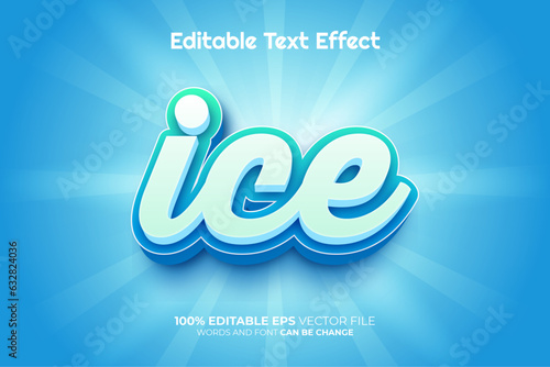 Ice Vector 3D Editable Text Effect Style, or vector ice text effect template, editable text effect