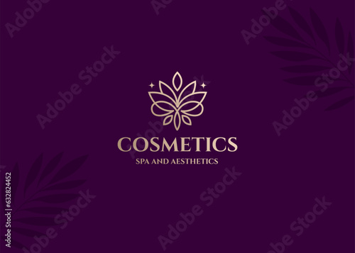 Beautiful and luxurious lotus flower logo design for beauty and spa cosmetic products