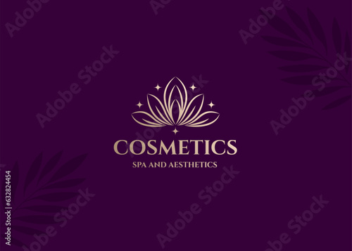 Beautiful and luxurious lotus flower logo design for beauty and spa cosmetic products