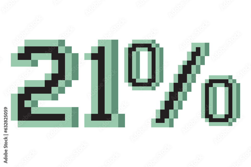 Fototapeta premium percent with pixel art 3d. Vector illustration.