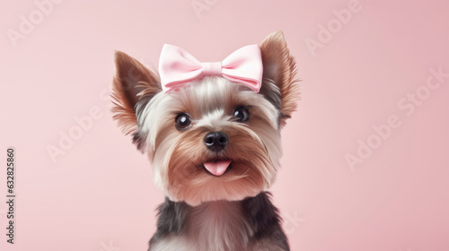 Portrait of DOG in fashion with pastel color background