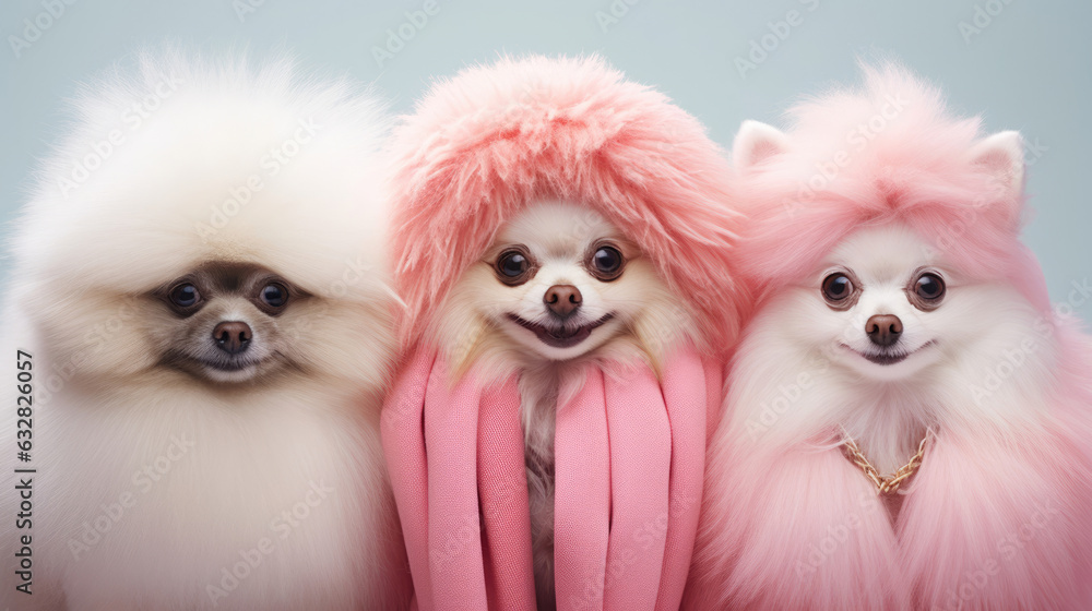 Obraz premium Portrait of DOG in fashion with pastel color background