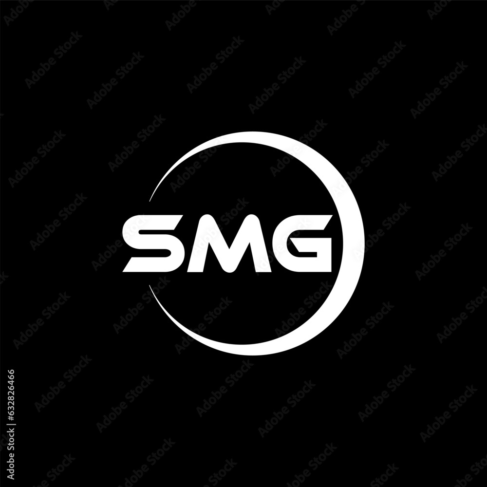 SMG letter logo design with black background in illustrator, cube logo ...