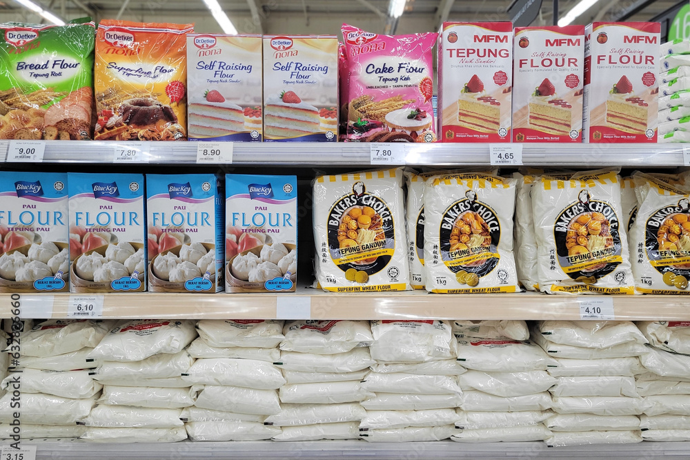 PENANG, MALAYSIA 11 JULY 2023 Various choice of baking ingredients