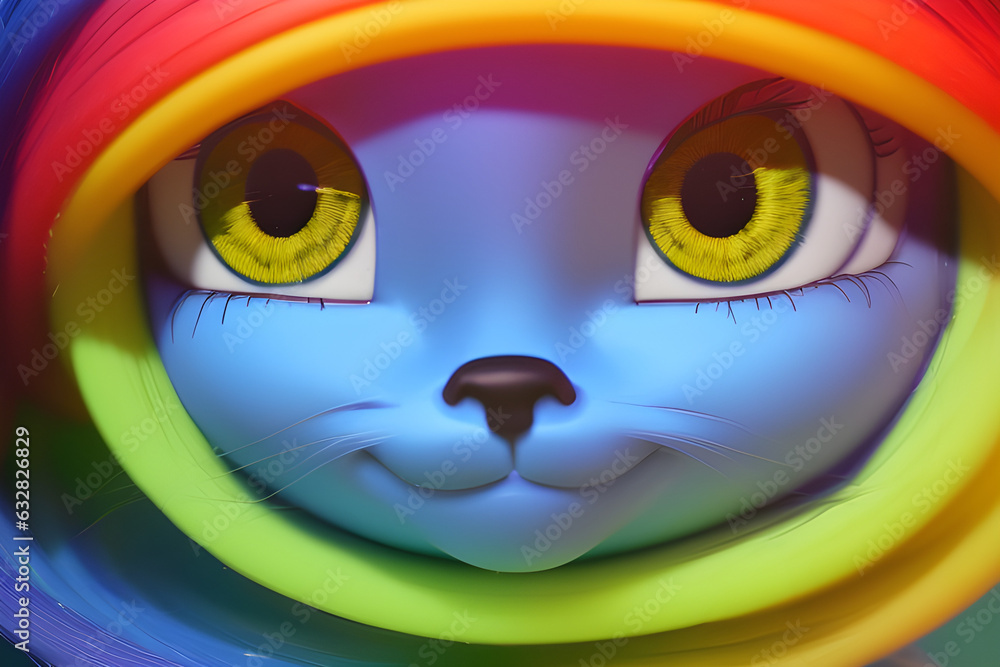 pltn-rainbow cat1, generate ai, 생성형, 인공지능 - obrazy, fototapety, plakaty 