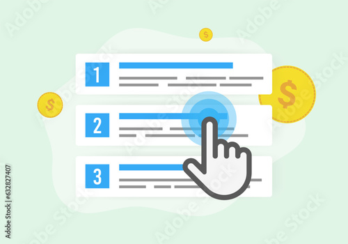 Contextual Advertising in Digital Marketing. Effective Display of Targeted PPC Ads. Business-Focused Flat Vector Illustration with Highlighted Contextual Advertising Among Search Results