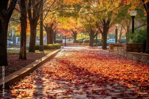 autumn road forest park