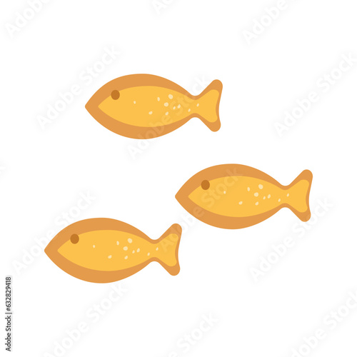 Vector illustration of fish saltine crackers. Fish shaped cookies.  