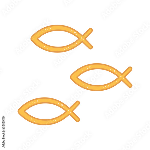 Vector illustration of fish saltine crackers. Fish shaped cookies.  