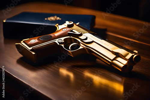 Elegant golden pistol  photo