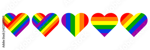 five LGBT heart shaped styles isolated on white,vector illustration. photo