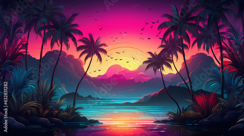 background design of Tropical Neon lights 